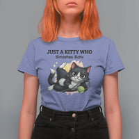 Just A Kitty Who Smashes Balls T Shirt For Women Funny Tennis Cat Gift - Wonder Print Shop