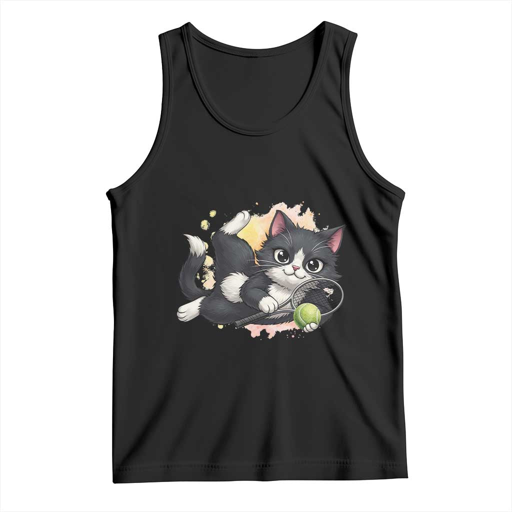 Just A Kitty Who Smashes Balls Tank Top Funny Tennis Cat Gift - Wonder Print Shop