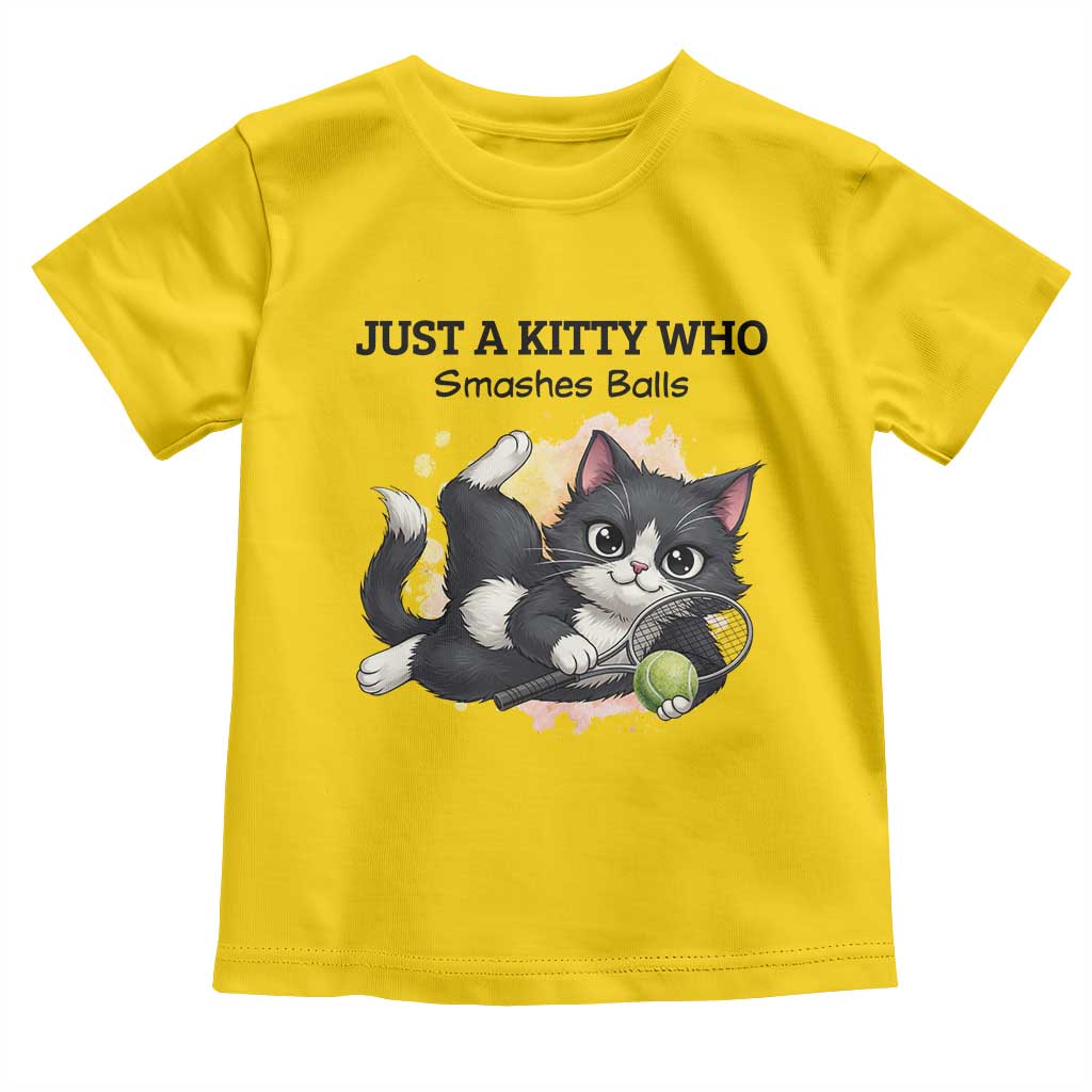 Just A Kitty Who Smashes Balls Toddler T Shirt Funny Tennis Cat Gift - Wonder Print Shop