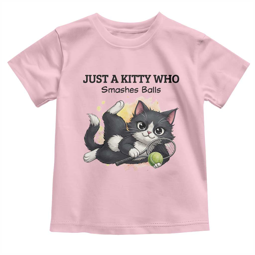 Just A Kitty Who Smashes Balls Toddler T Shirt Funny Tennis Cat Gift - Wonder Print Shop