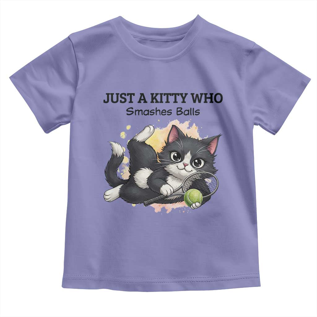 Just A Kitty Who Smashes Balls Toddler T Shirt Funny Tennis Cat Gift - Wonder Print Shop