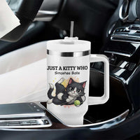 Just A Kitty Who Smashes Balls Tumbler With Handle Funny Tennis Cat Gift - Wonder Print Shop