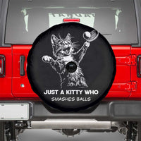 Funny Cat Plays Tennis Spare Tire Cover Just A Kitty Who Smashes Balls - Wonder Print Shop