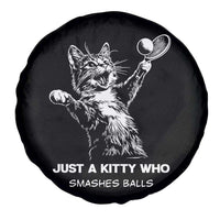 Funny Cat Plays Tennis Spare Tire Cover Just A Kitty Who Smashes Balls - Wonder Print Shop