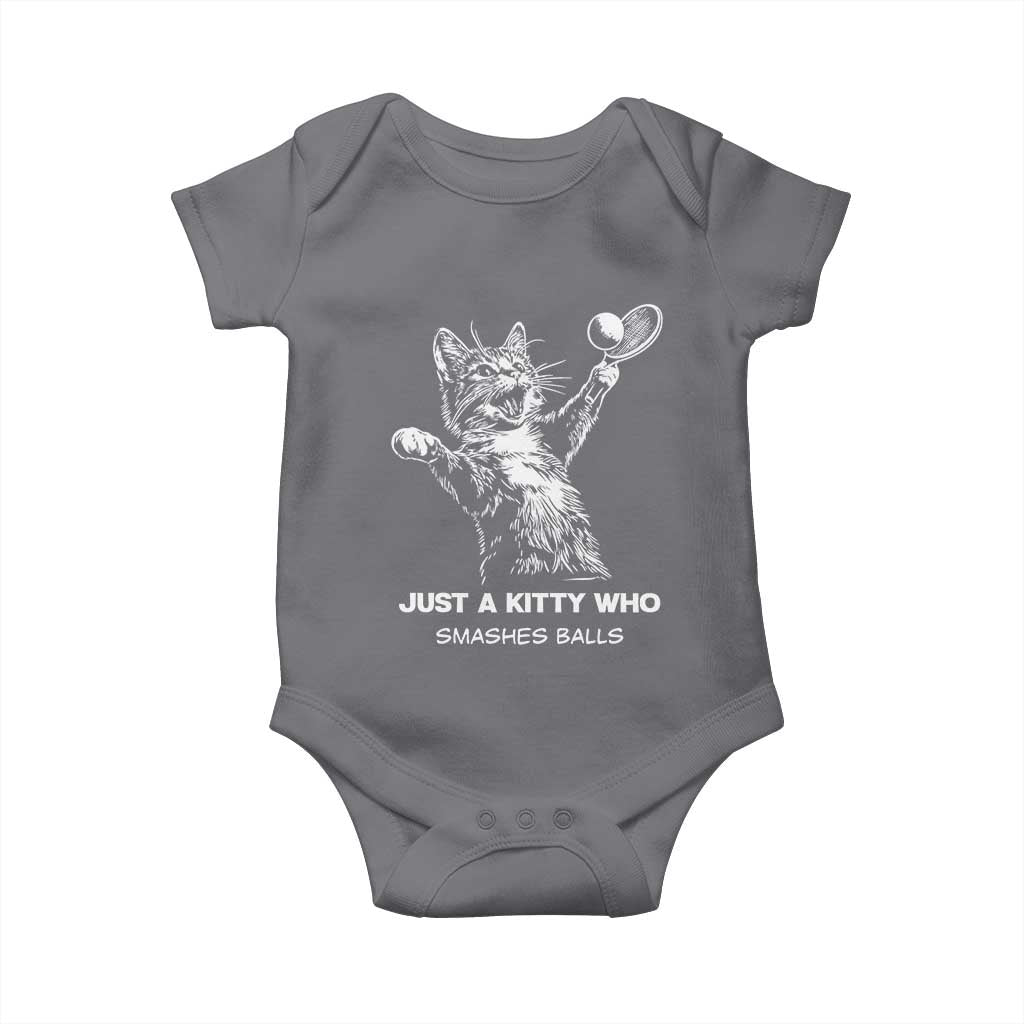 Funny Cat Plays Tennis Baby Onesie Just A Kitty Who Smashes Balls - Wonder Print Shop