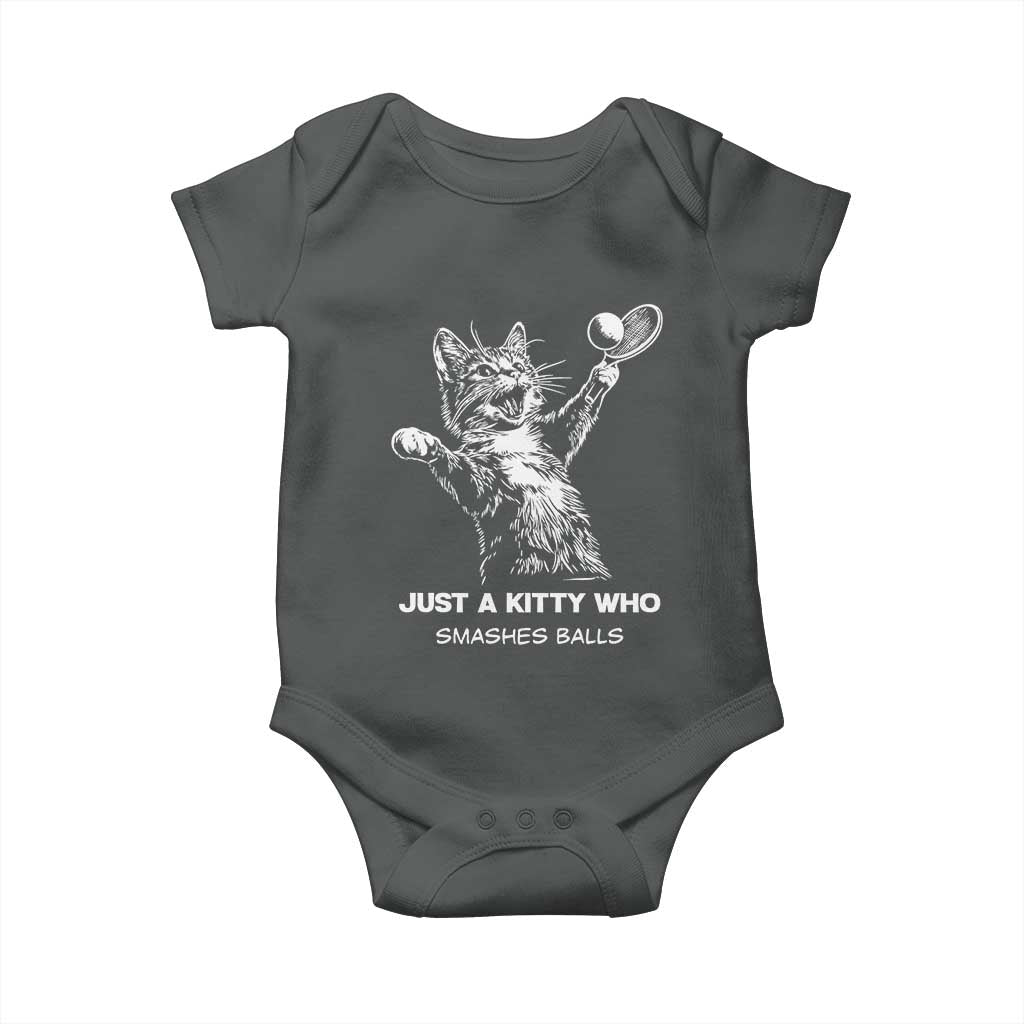 Funny Cat Plays Tennis Baby Onesie Just A Kitty Who Smashes Balls - Wonder Print Shop