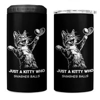 Funny Cat Plays Tennis 4 in 1 Can Cooler Tumbler Just A Kitty Who Smashes Balls - Wonder Print Shop