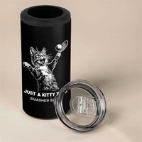 Funny Cat Plays Tennis 4 in 1 Can Cooler Tumbler Just A Kitty Who Smashes Balls - Wonder Print Shop