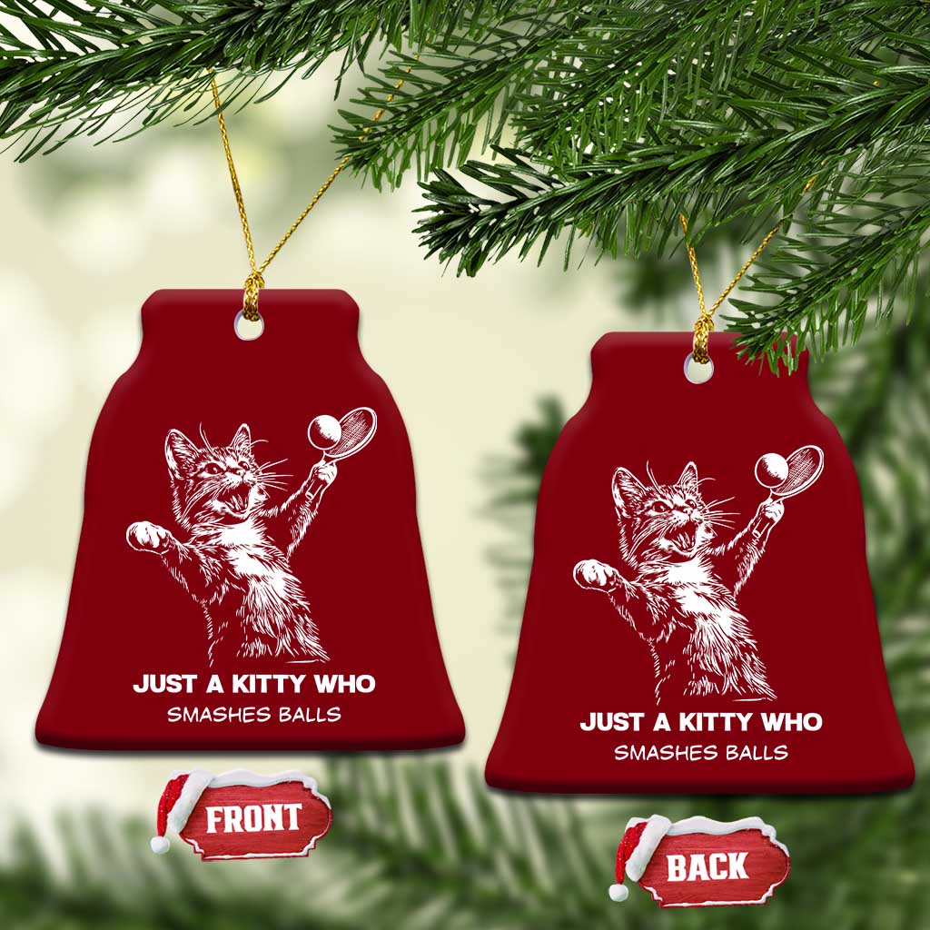 Funny Cat Plays Tennis Ceramic Ornament Just A Kitty Who Smashes Balls - Wonder Print Shop