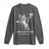 Funny Cat Plays Tennis Long Sleeve Shirt Just A Kitty Who Smashes Balls - Wonder Print Shop