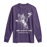 Funny Cat Plays Tennis Long Sleeve Shirt Just A Kitty Who Smashes Balls - Wonder Print Shop
