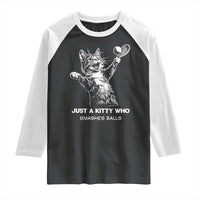 Funny Cat Plays Tennis Raglan Shirt Just A Kitty Who Smashes Balls - Wonder Print Shop