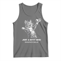 Funny Cat Plays Tennis Tank Top Just A Kitty Who Smashes Balls - Wonder Print Shop