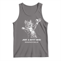 Funny Cat Plays Tennis Tank Top Just A Kitty Who Smashes Balls - Wonder Print Shop