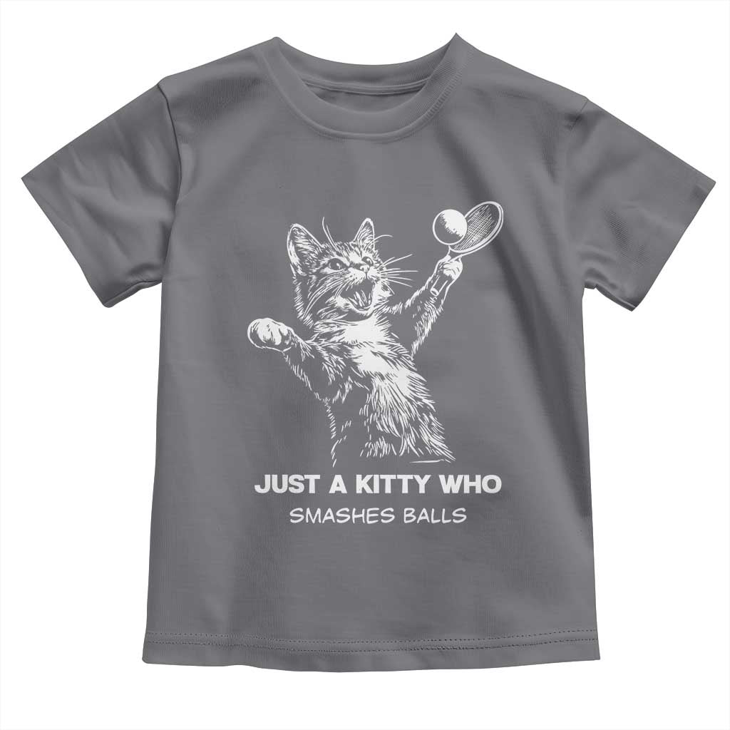Funny Cat Plays Tennis Toddler T Shirt Just A Kitty Who Smashes Balls - Wonder Print Shop