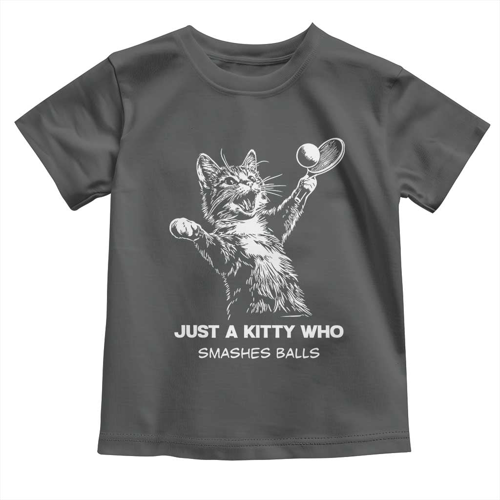 Funny Cat Plays Tennis Toddler T Shirt Just A Kitty Who Smashes Balls - Wonder Print Shop