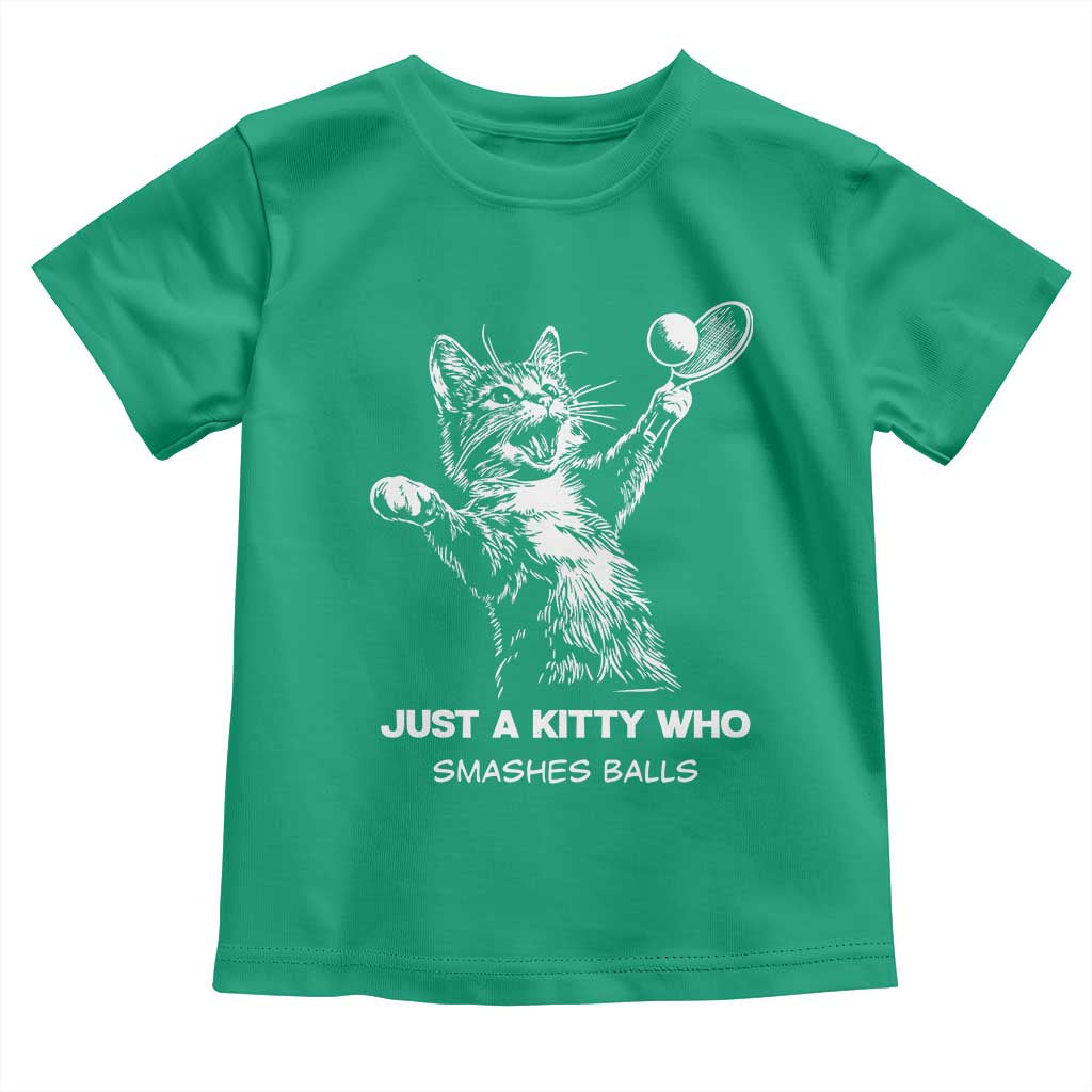 Funny Cat Plays Tennis Toddler T Shirt Just A Kitty Who Smashes Balls - Wonder Print Shop