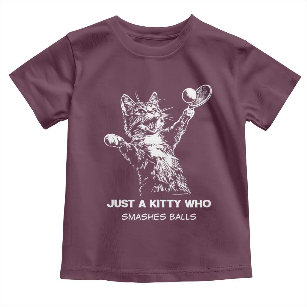 Funny Cat Plays Tennis Toddler T Shirt Just A Kitty Who Smashes Balls - Wonder Print Shop