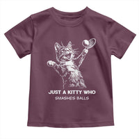 Funny Cat Plays Tennis Toddler T Shirt Just A Kitty Who Smashes Balls - Wonder Print Shop