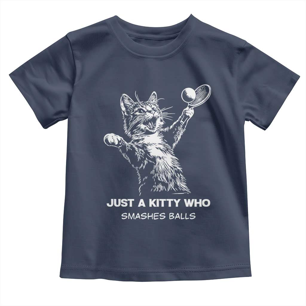 Funny Cat Plays Tennis Toddler T Shirt Just A Kitty Who Smashes Balls - Wonder Print Shop