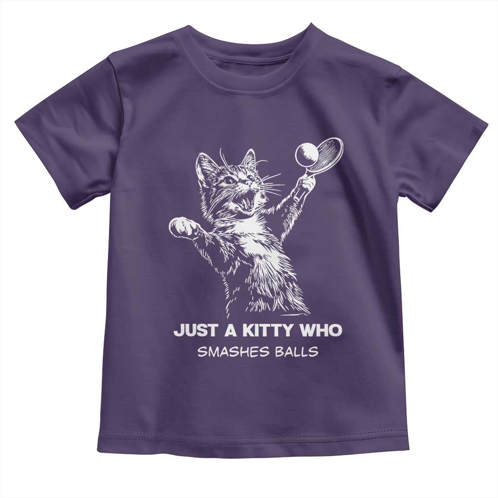 Funny Cat Plays Tennis Toddler T Shirt Just A Kitty Who Smashes Balls - Wonder Print Shop