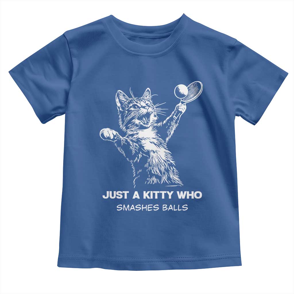 Funny Cat Plays Tennis Toddler T Shirt Just A Kitty Who Smashes Balls - Wonder Print Shop