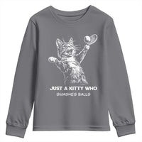 Funny Cat Plays Tennis Youth Sweatshirt Just A Kitty Who Smashes Balls - Wonder Print Shop