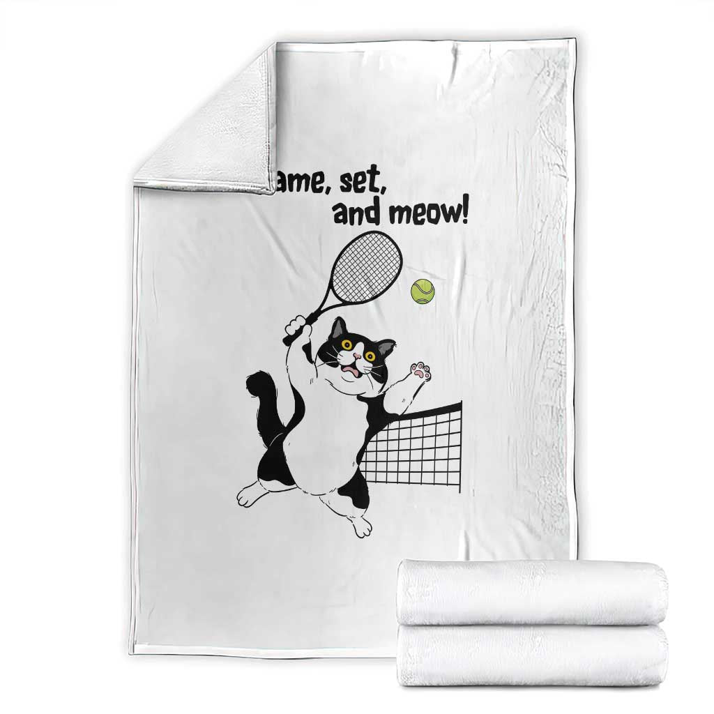 Funny Chubby Cat Tennis Throw Blanket Game Set And Meow - Wonder Print Shop