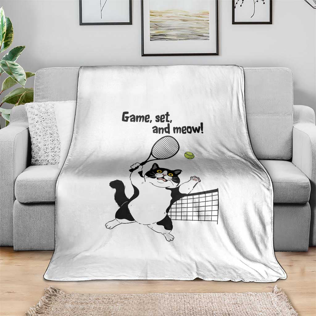 Funny Chubby Cat Tennis Throw Blanket Game Set And Meow - Wonder Print Shop