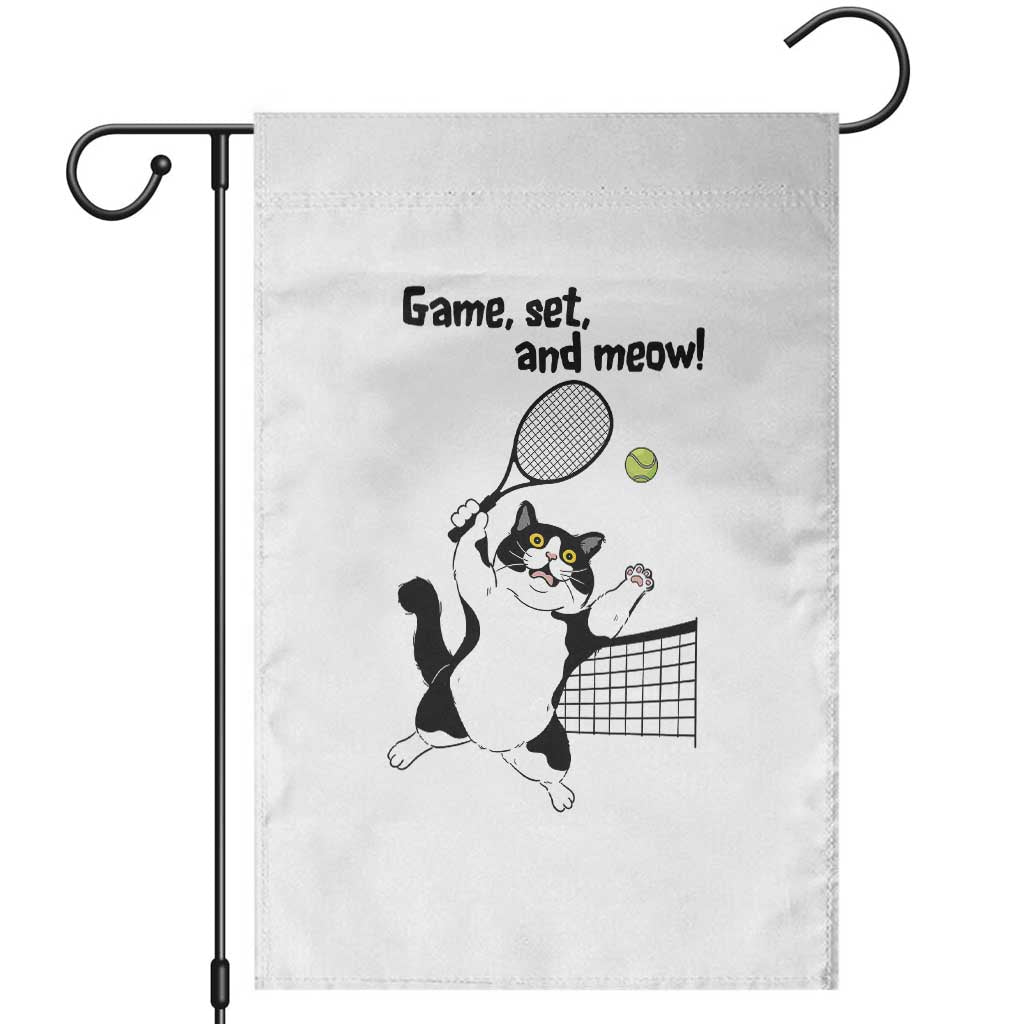Funny Chubby Cat Tennis Garden Flag Game Set And Meow - Wonder Print Shop
