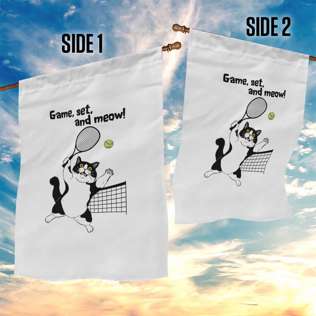 Funny Chubby Cat Tennis Garden Flag Game Set And Meow - Wonder Print Shop