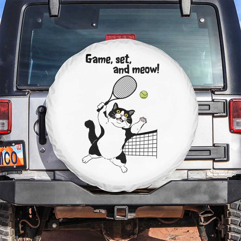 Funny Chubby Cat Tennis Spare Tire Cover Game Set And Meow - Wonder Print Shop