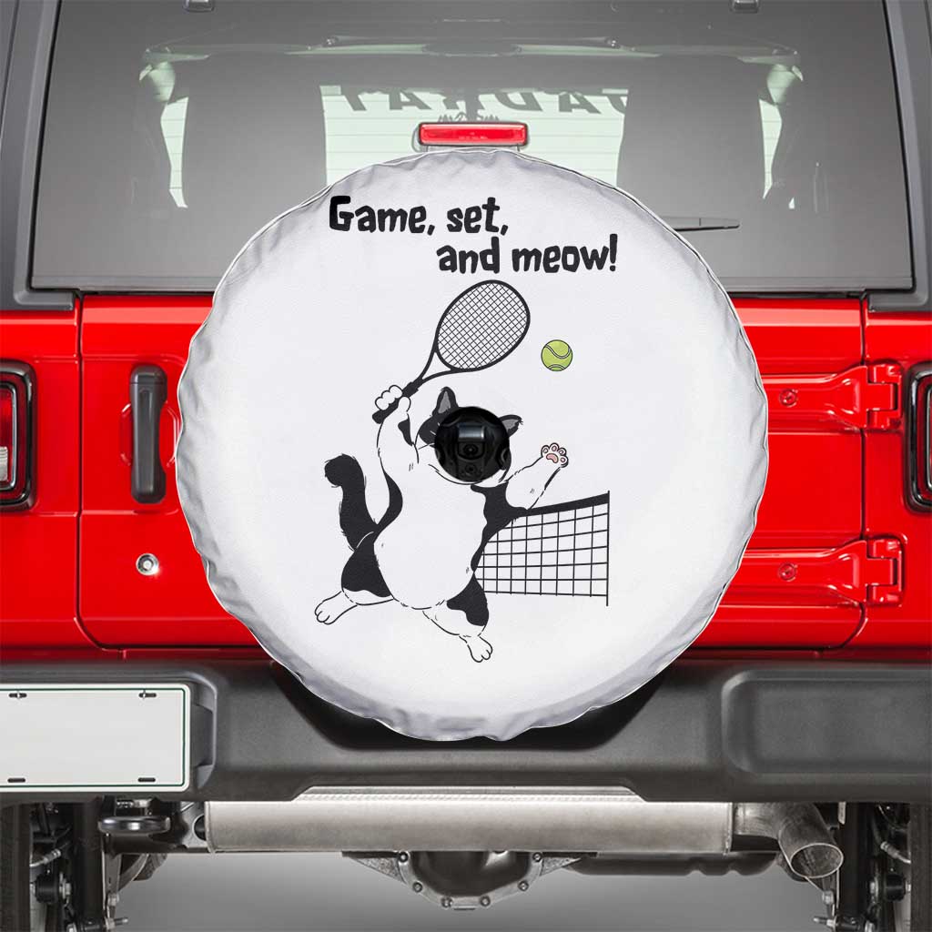 Funny Chubby Cat Tennis Spare Tire Cover Game Set And Meow - Wonder Print Shop