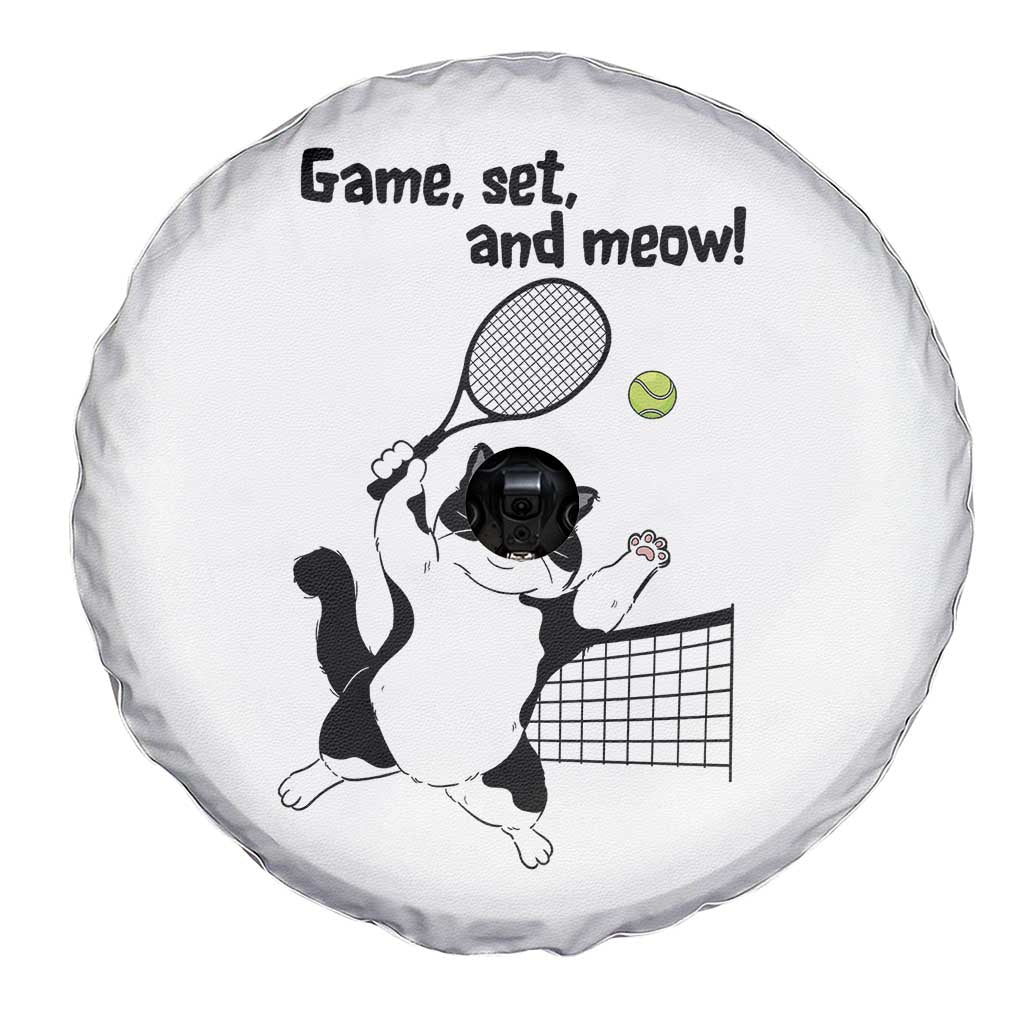 Funny Chubby Cat Tennis Spare Tire Cover Game Set And Meow - Wonder Print Shop