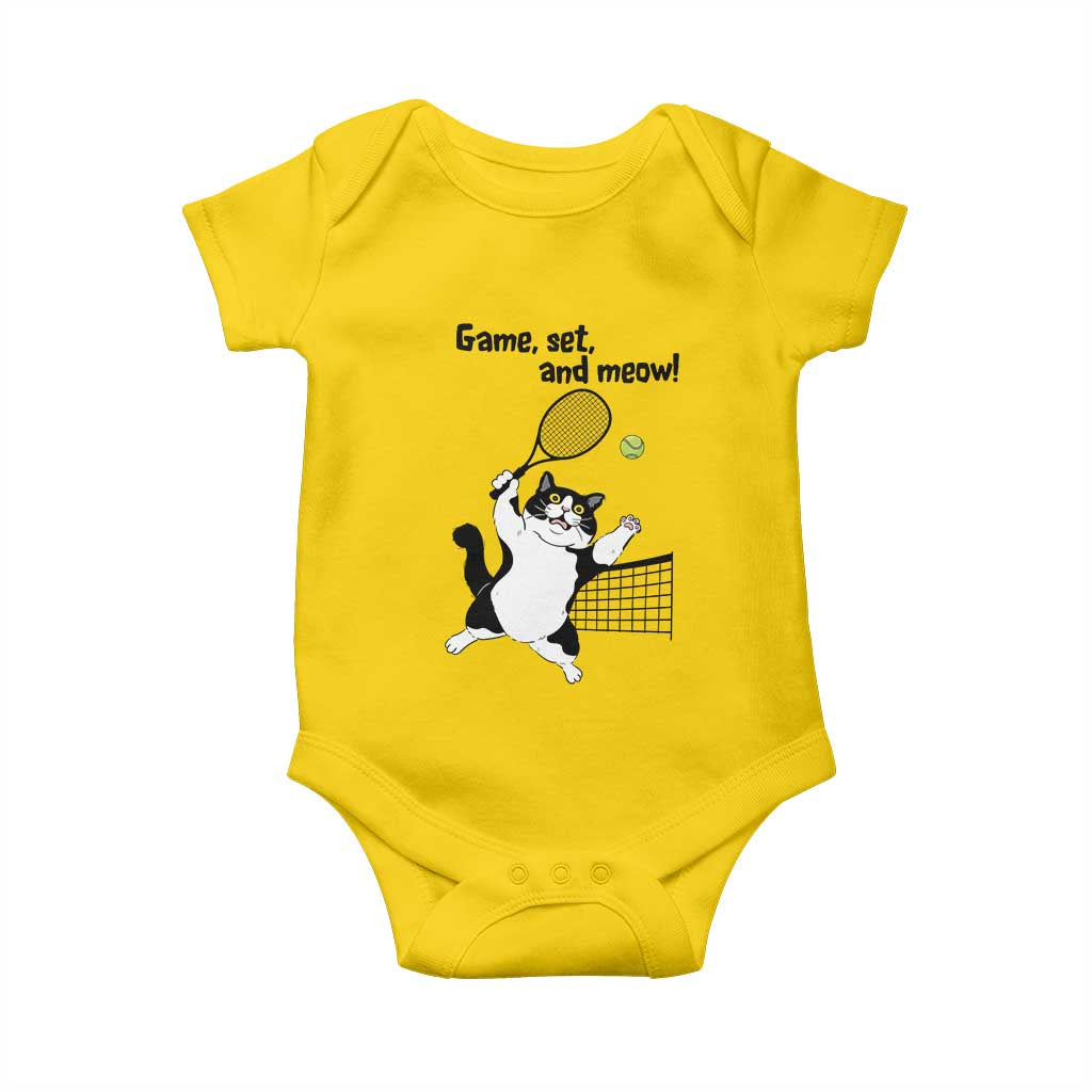 Funny Chubby Cat Tennis Baby Onesie Game Set And Meow - Wonder Print Shop