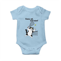 Funny Chubby Cat Tennis Baby Onesie Game Set And Meow - Wonder Print Shop