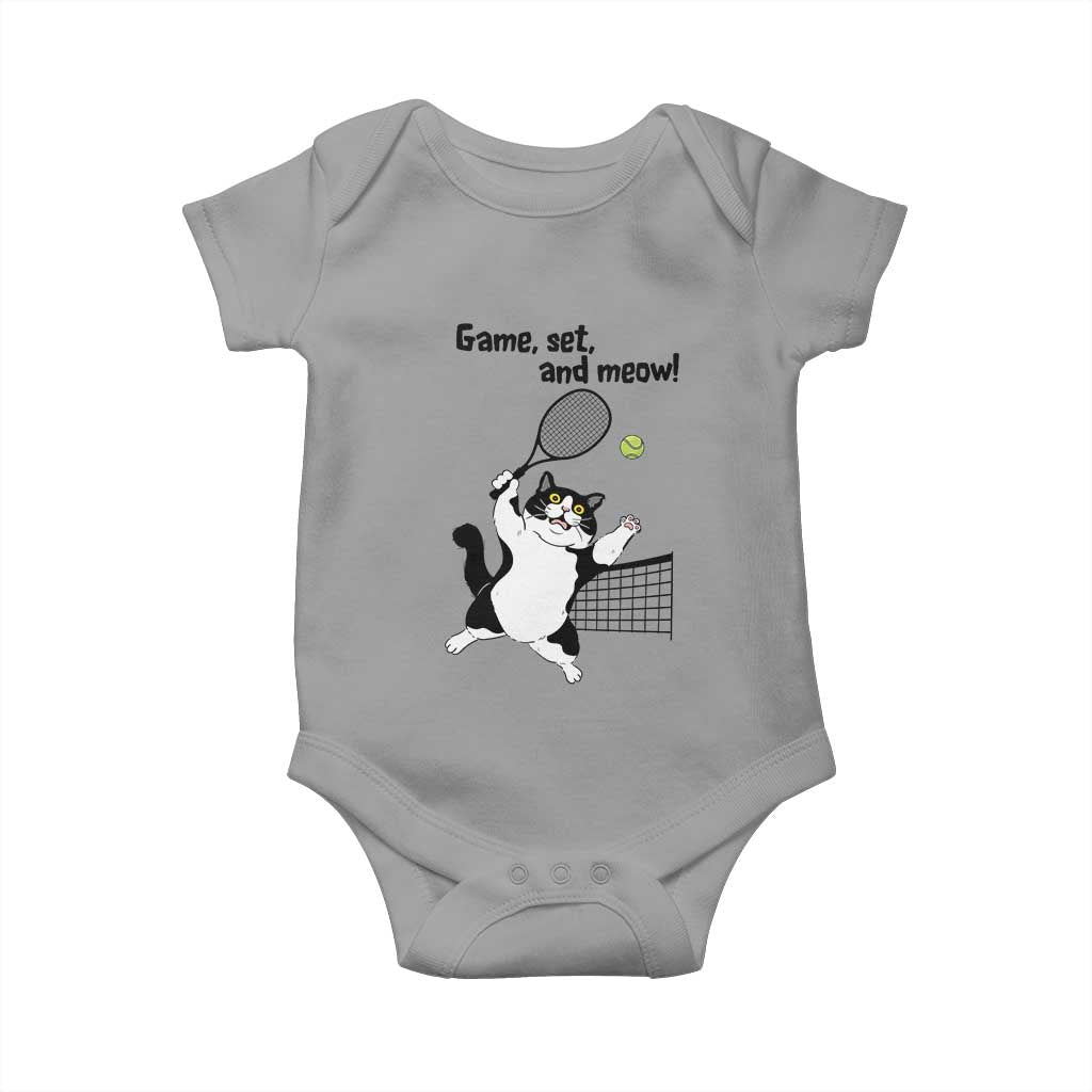 Funny Chubby Cat Tennis Baby Onesie Game Set And Meow - Wonder Print Shop