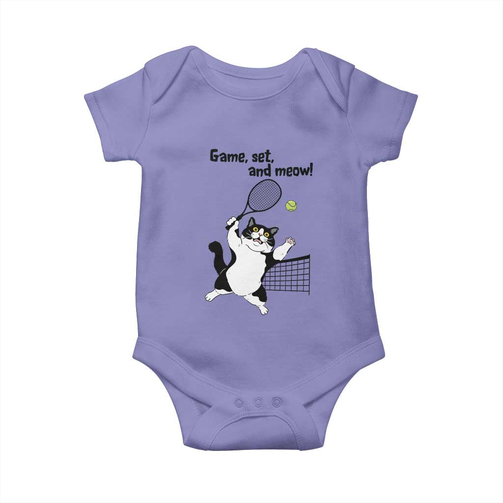 Funny Chubby Cat Tennis Baby Onesie Game Set And Meow - Wonder Print Shop