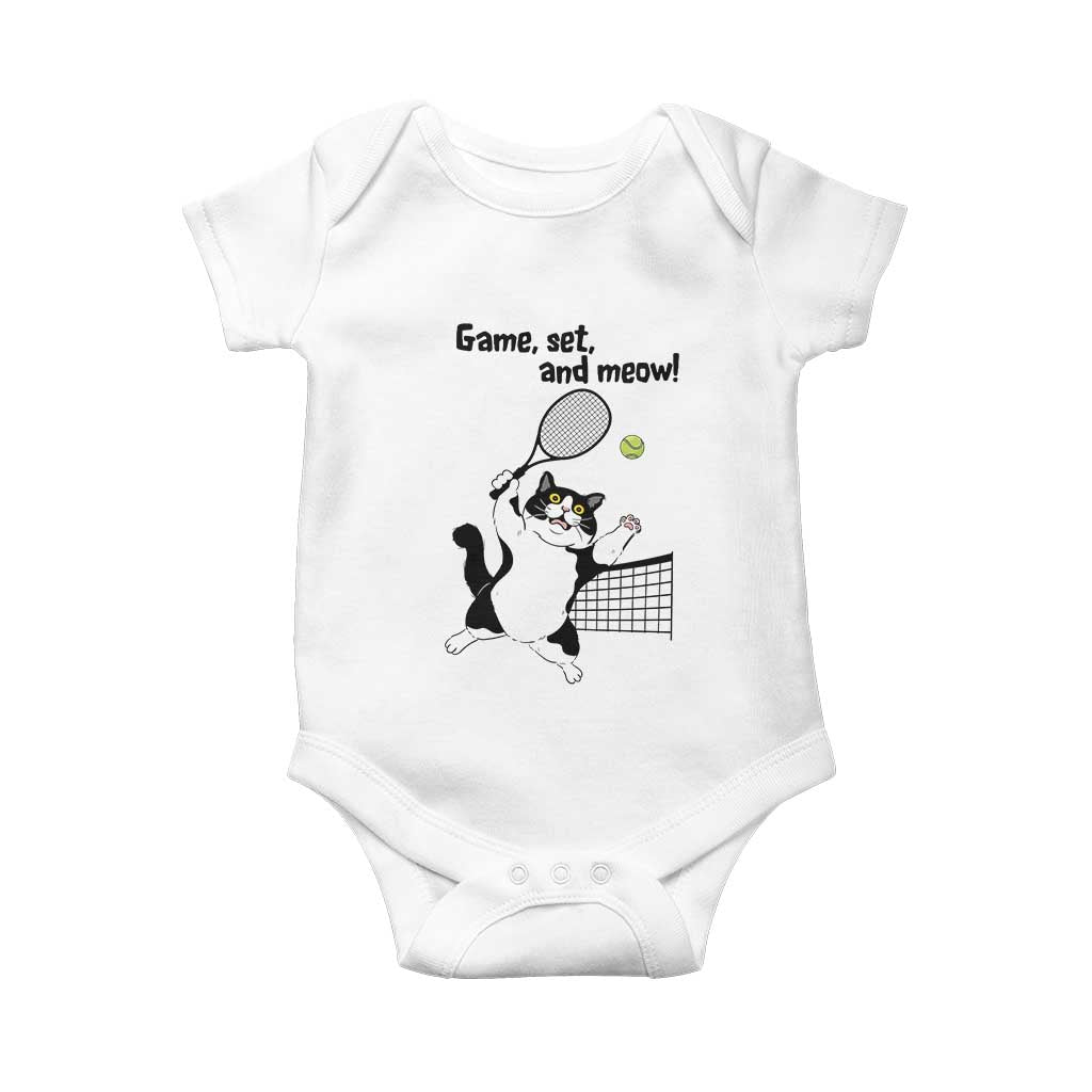 Funny Chubby Cat Tennis Baby Onesie Game Set And Meow - Wonder Print Shop