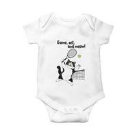 Funny Chubby Cat Tennis Baby Onesie Game Set And Meow - Wonder Print Shop