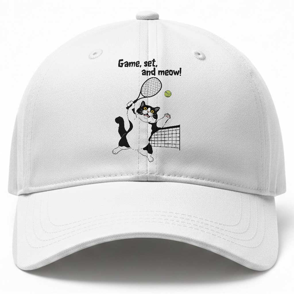 Funny Chubby Cat Tennis Baseball Cap Game Set And Meow