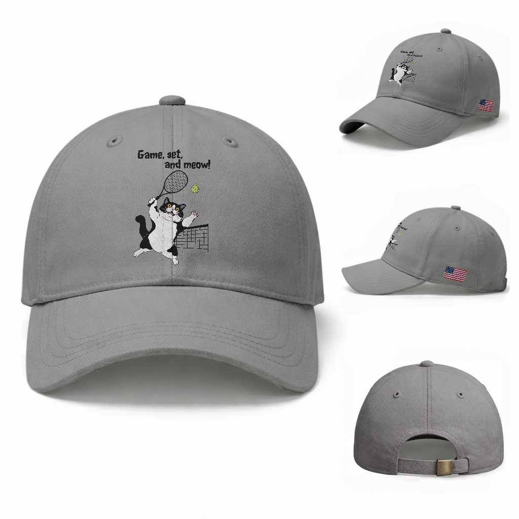 Funny Chubby Cat Tennis Baseball Cap Game Set And Meow