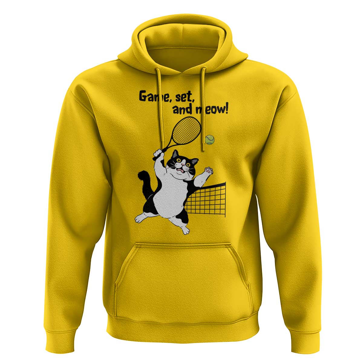 Funny Chubby Cat Tennis Hoodie Game Set And Meow - Wonder Print Shop