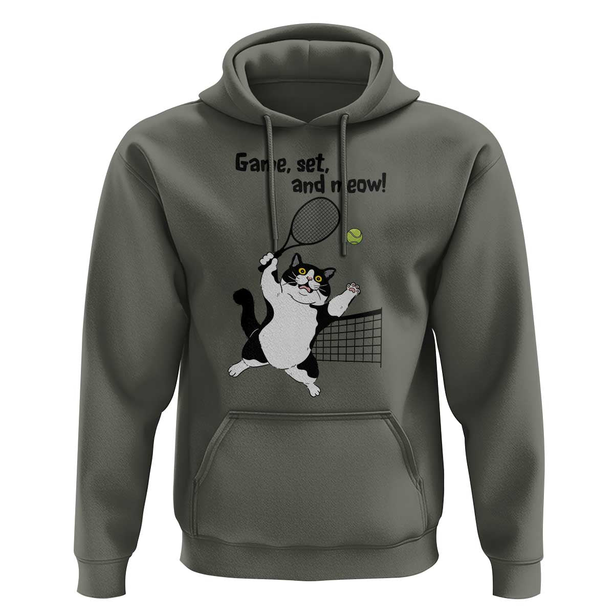 Funny Chubby Cat Tennis Hoodie Game Set And Meow - Wonder Print Shop