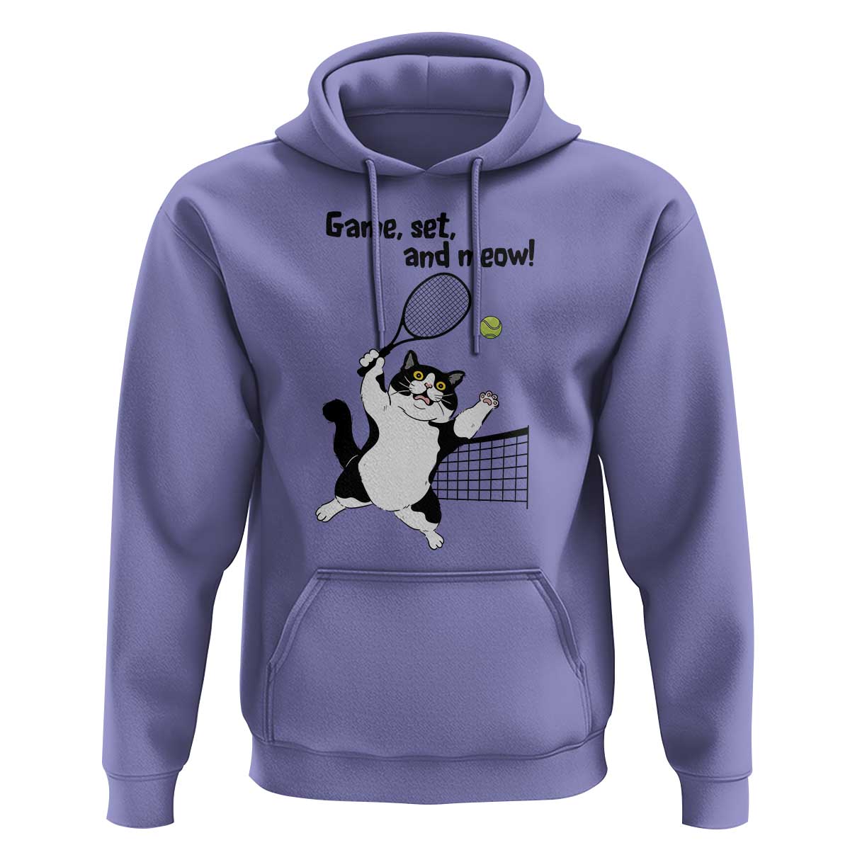Funny Chubby Cat Tennis Hoodie Game Set And Meow - Wonder Print Shop
