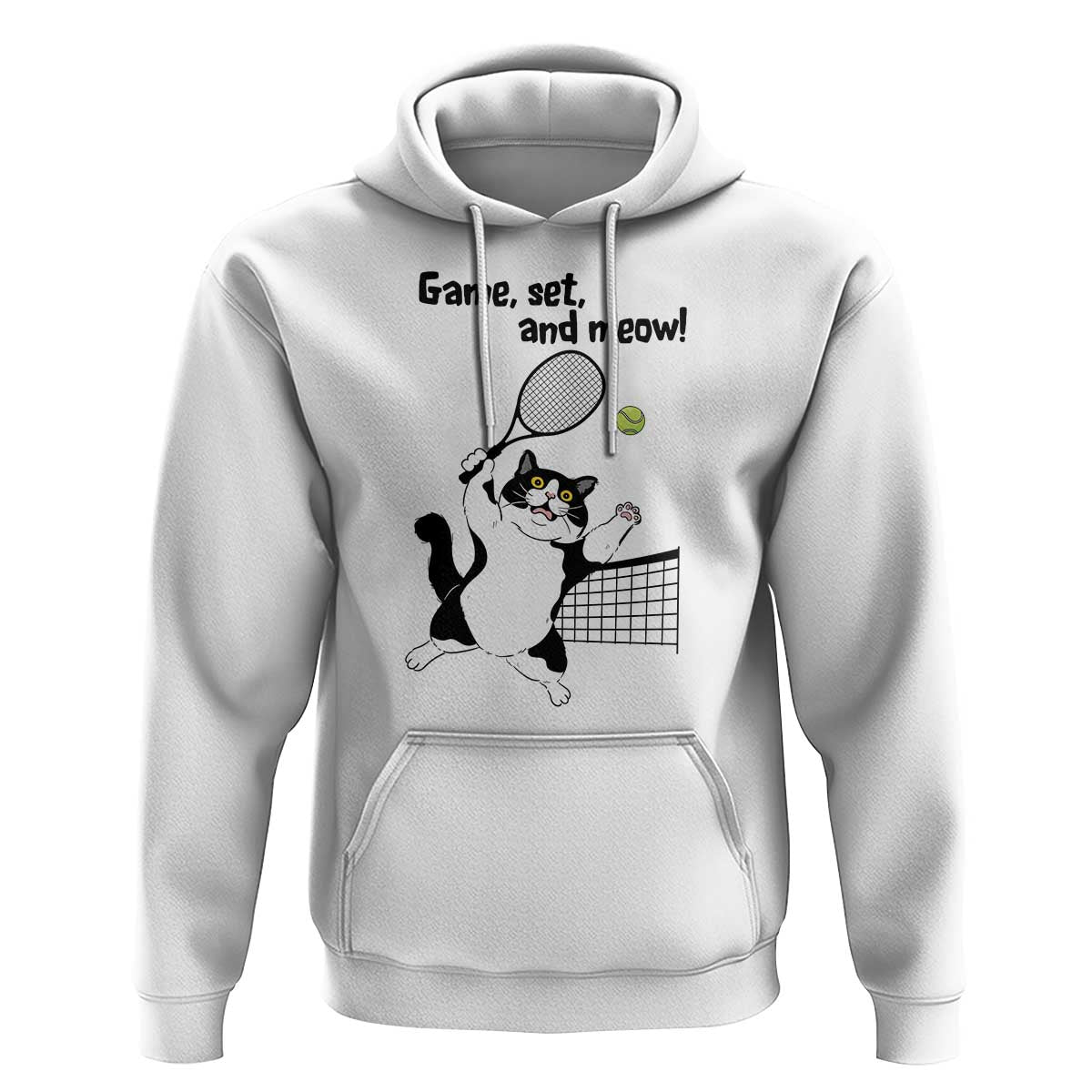 Funny Chubby Cat Tennis Hoodie Game Set And Meow - Wonder Print Shop
