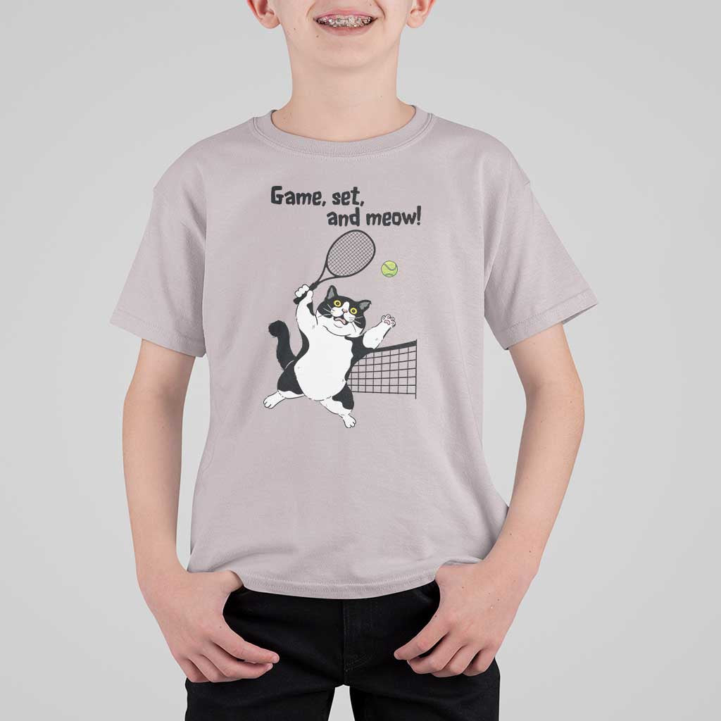 Funny Chubby Cat Tennis T Shirt For Kid Game Set And Meow - Wonder Print Shop