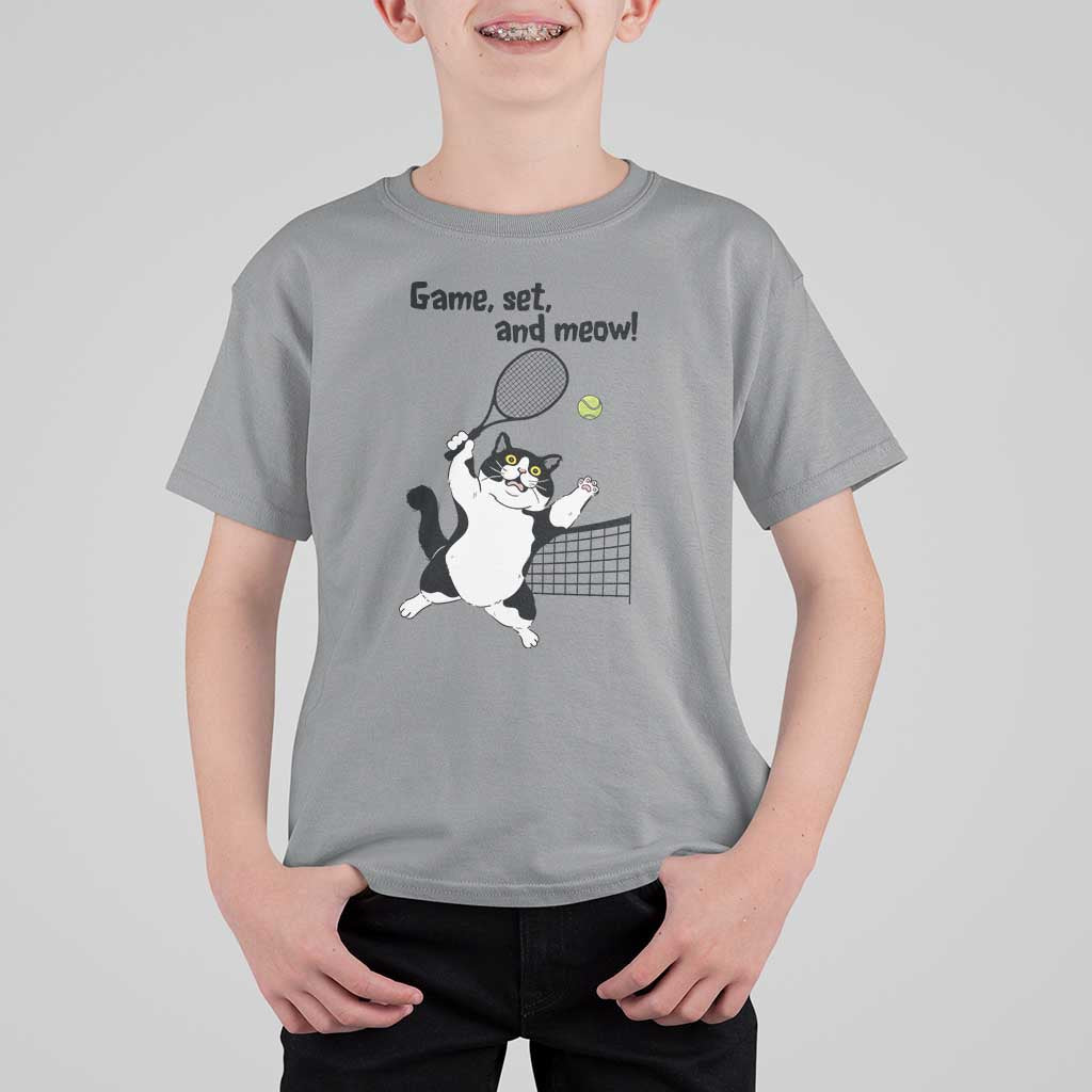 Funny Chubby Cat Tennis T Shirt For Kid Game Set And Meow - Wonder Print Shop
