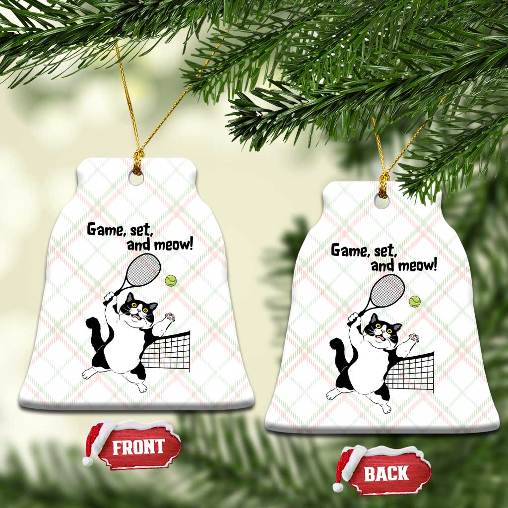Funny Chubby Cat Tennis Ceramic Ornament Game Set And Meow - Wonder Print Shop