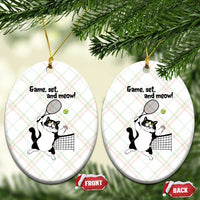 Funny Chubby Cat Tennis Ceramic Ornament Game Set And Meow - Wonder Print Shop